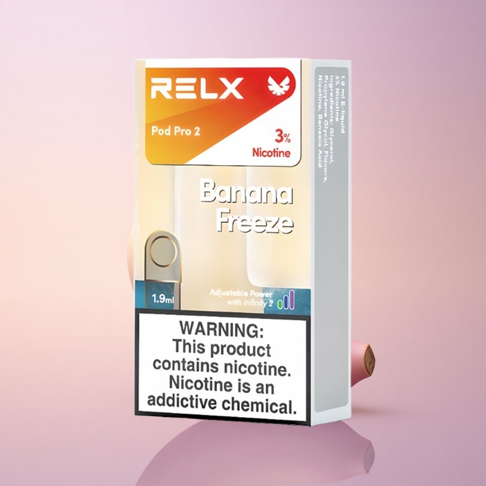 Relx Pod Pro 2 Vape Device Banaani Frost 30mg/ml 19ml 3 Toimingut (55W 65W 8W)