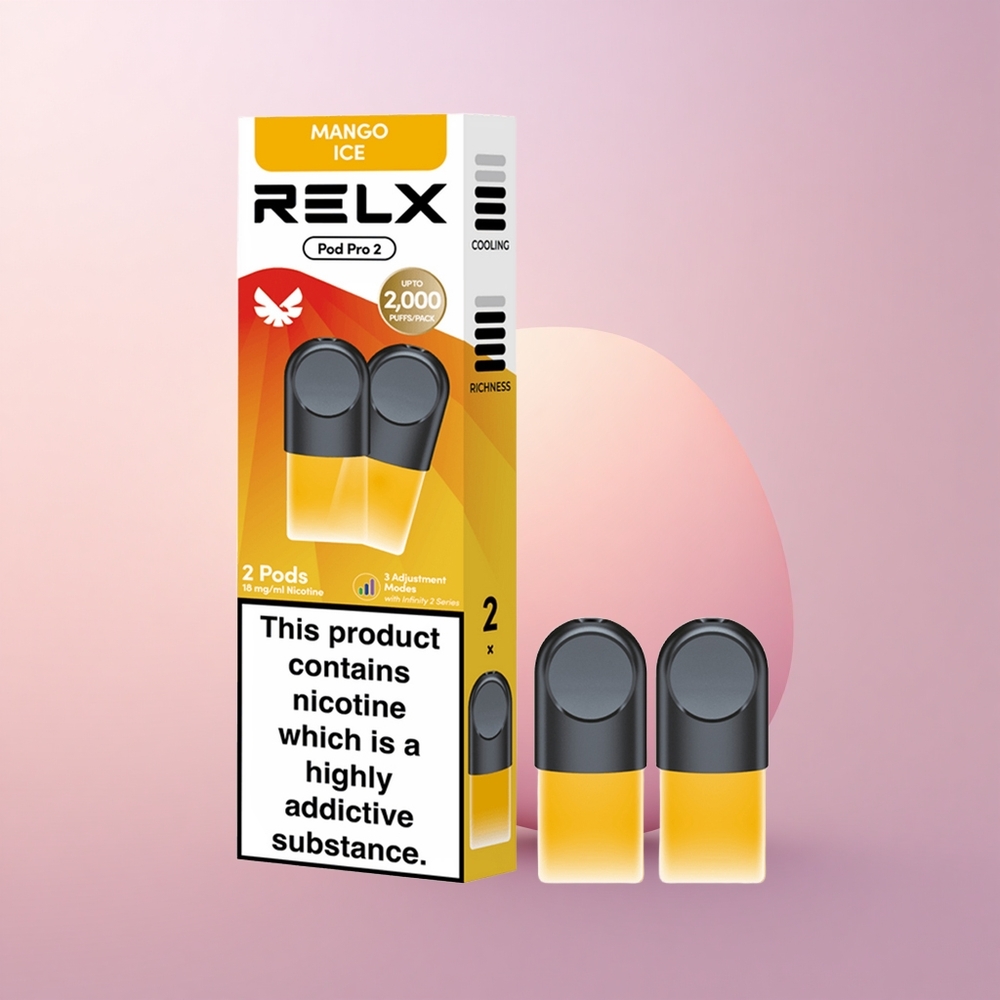 Relx Pod Pro 2 Vape Device Mango Jää 18mg/ml 19ml 3 Toiminguga