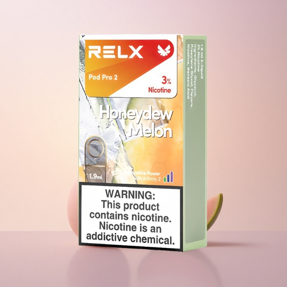 Relx Pod Pro 2 Vape Device Meskaloni Melon 30mg/ml - 19ml 3 pinge reguleerimist 3 padjaka/pakk